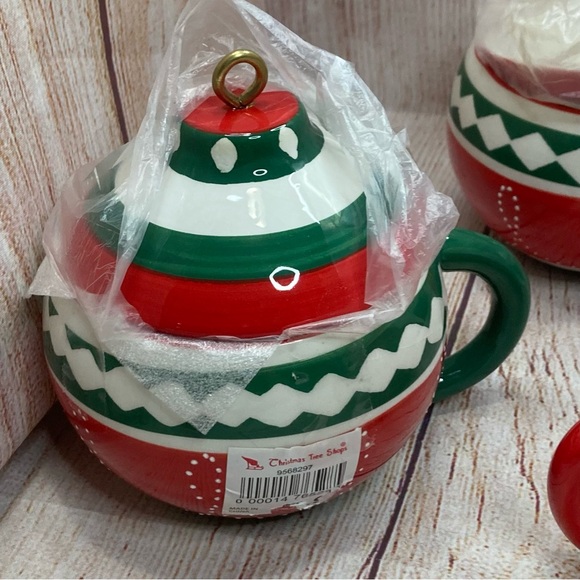 Christmas Ornament Coffee Cup Christmas Tree Shops Set Of 5 - Picture 3 of 11